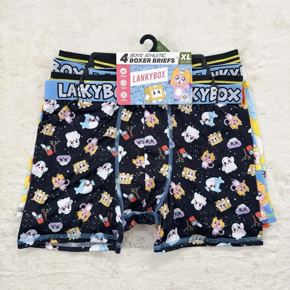 LankyBox Boys 4-Pack Graphic Print Boxer Briefs Underwear Size XL(14-16)